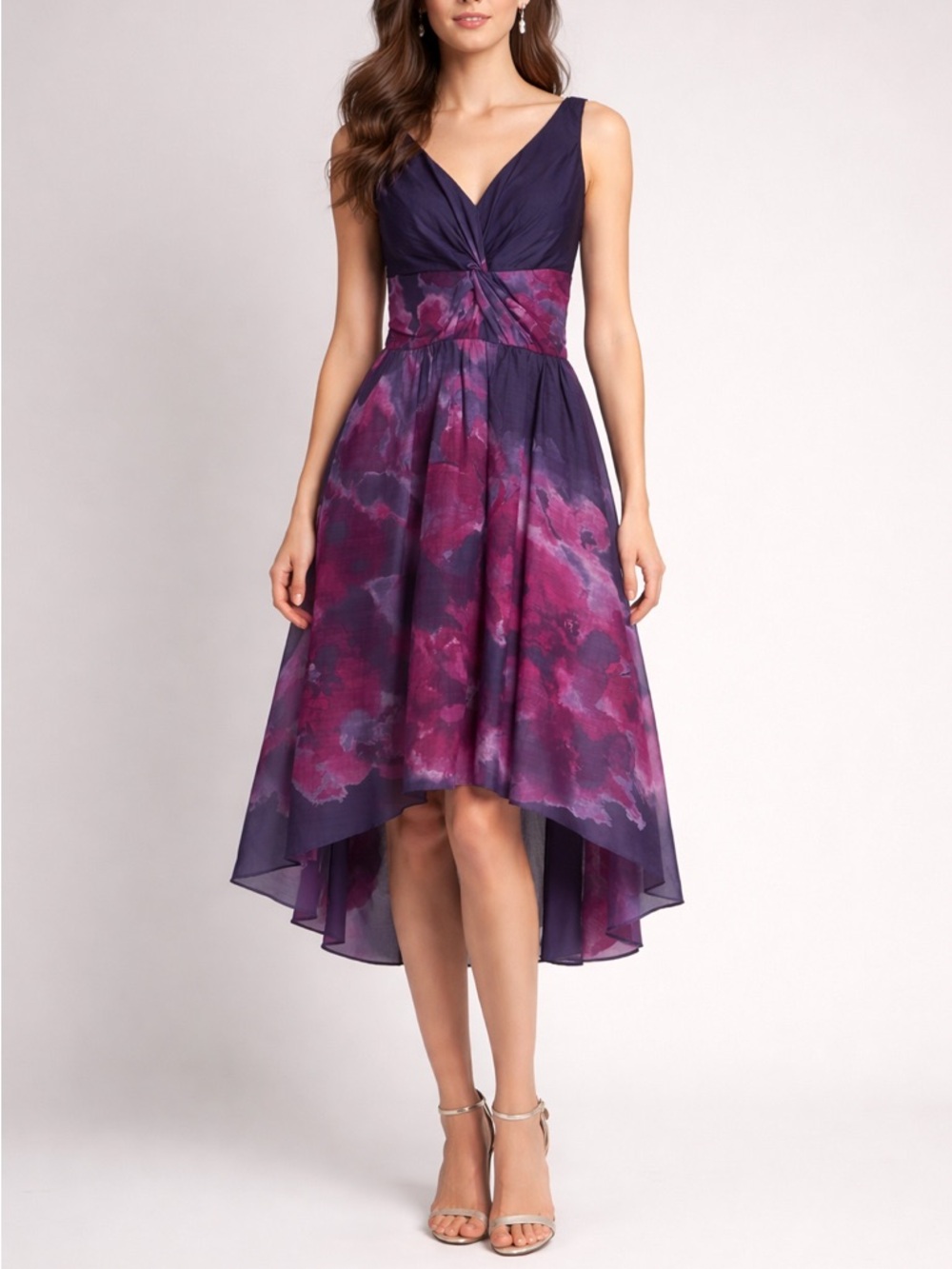 Lela Rose x Target Floral Hi-Lo Dress Purple Pink Watercolor Wedding Guest Sz 10